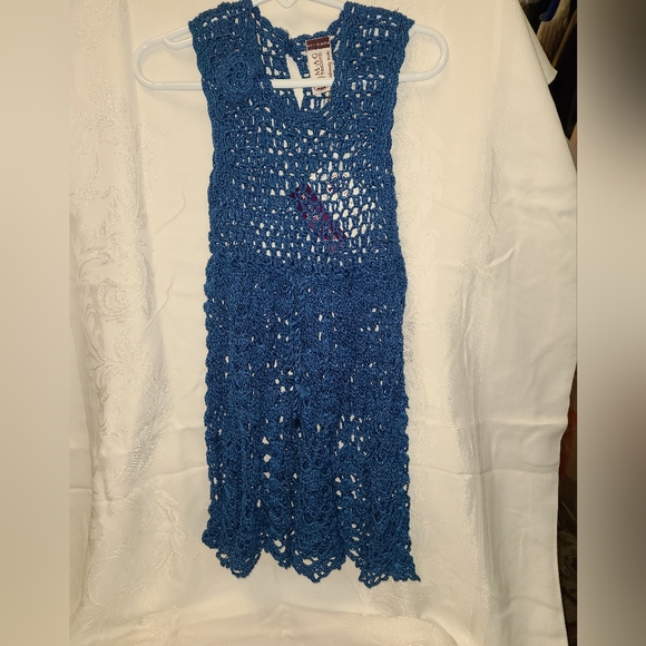 Girls Handmade Silk and Linen Crochet dress size 4-6